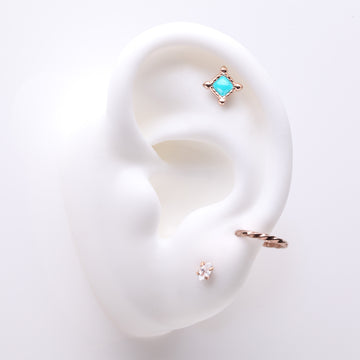 3 Pcs of Assorted Rose Gold Bohemian Turquoise Stud & Clicker Package